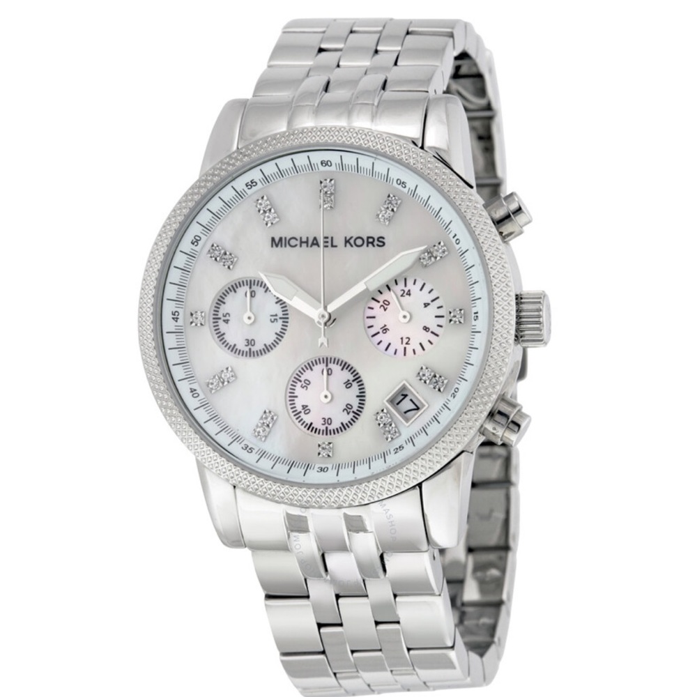 MICHAEL KORS JET SET CHRONOGRAPH MOTHER OF PEARL DIAL LADIES WATCH MK5020